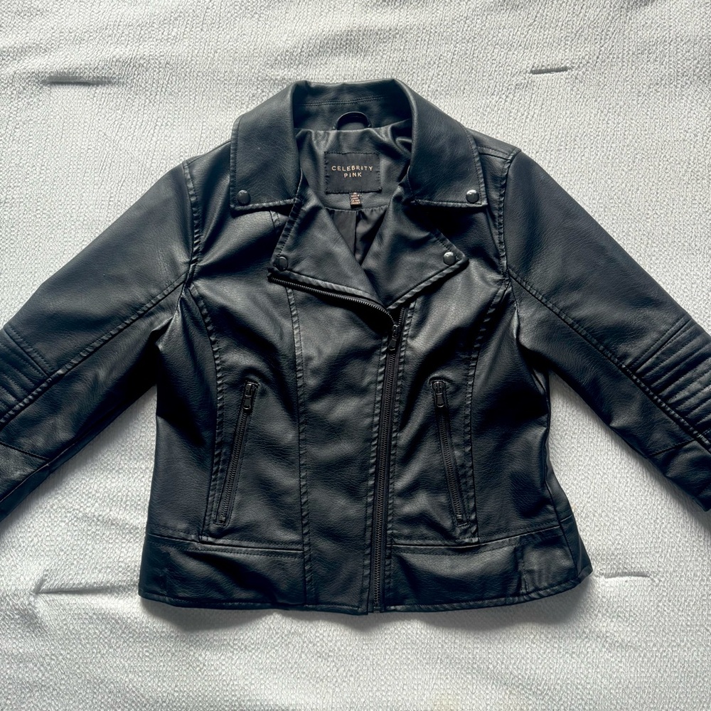 Celebrity Pink Faux Leather Jacket (Black)